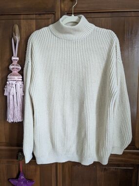 Beige Knit Turtleneck Sweater